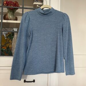 Madewell Jacquard Sleeve Mockneck Shirt / Tranquil Lake
